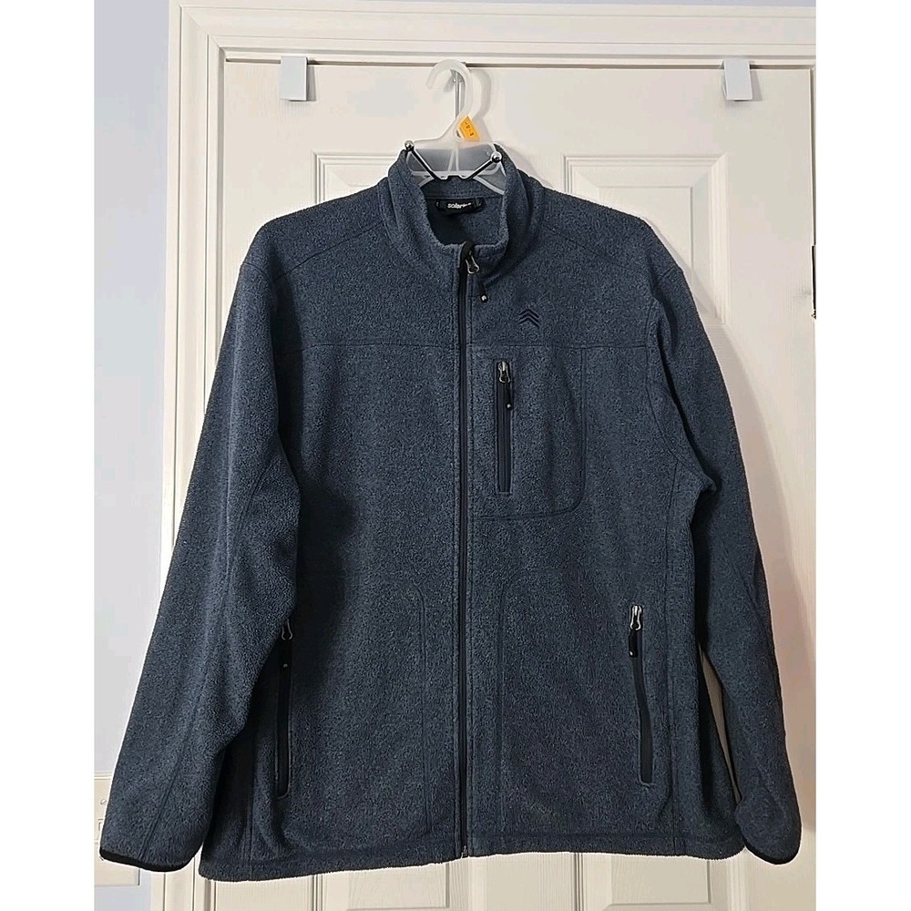 Solaris Jacket Men's XL Gray Fleece Full Zip Mock Neck Pockets Outdoors Casual